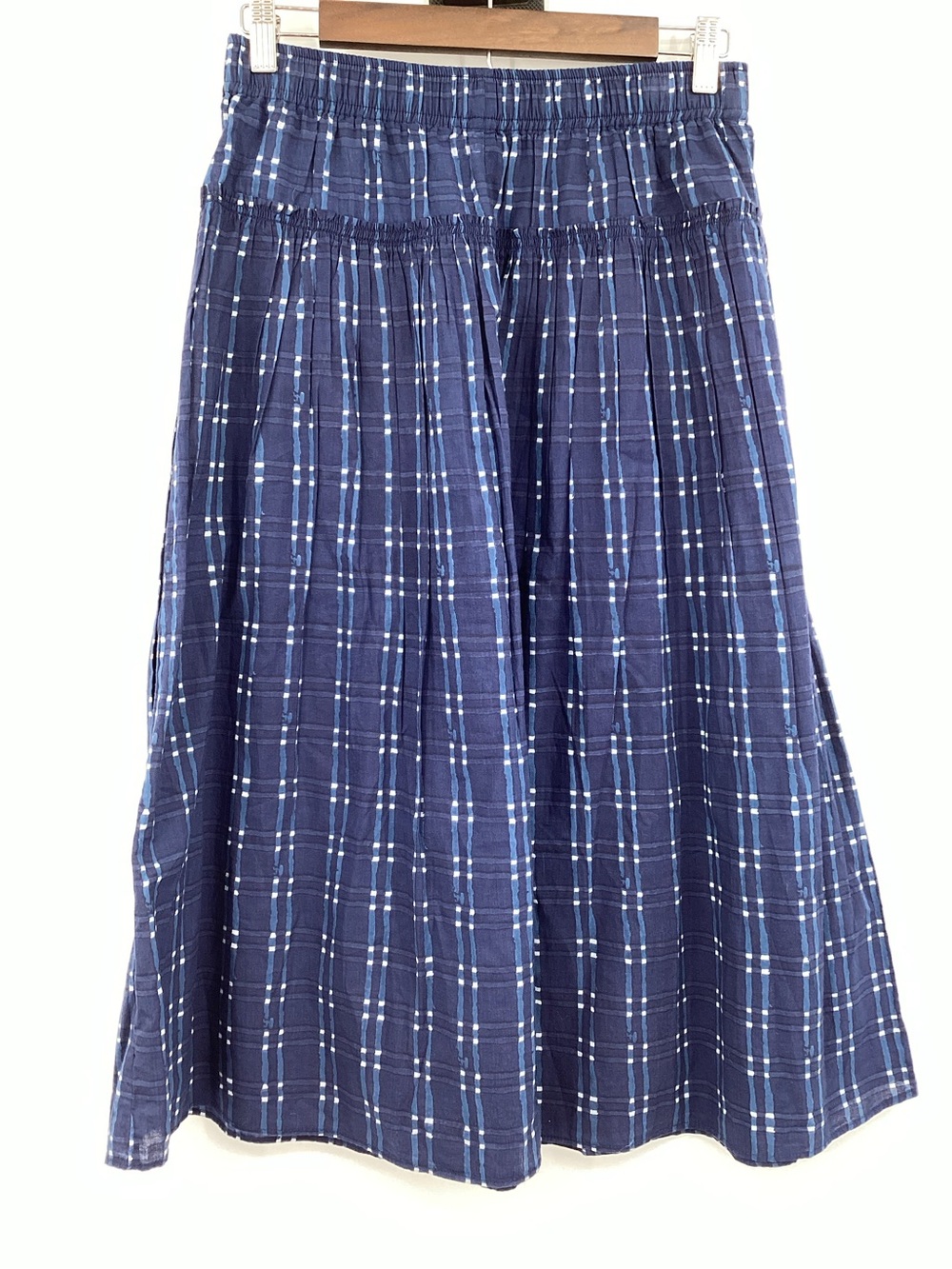 Madewell Pull-On Midi Skirt in Shibori Indigo Plaid - Picture 2 of 13